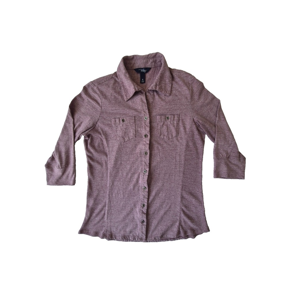 Great Northwest Indigo Women's Button Front Knit Shirt Medium 3/4 Sleeve Mauve
